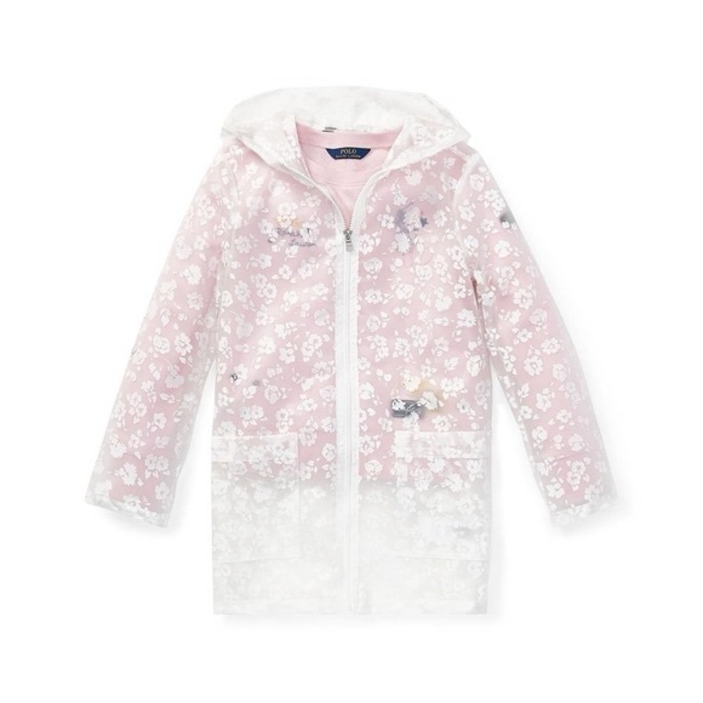 Ralph Lauren Girls Floral Transparent Raincoat Hooded NEW Size 2T
